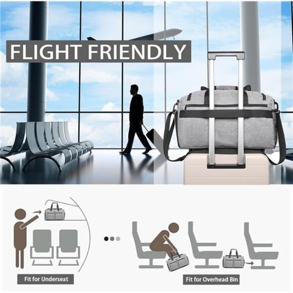 Travel Duffel Bag with Wet Pocket Grey - Picture 5 of 6